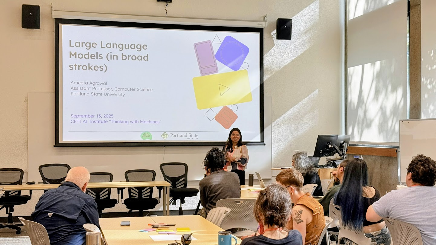 Dr. Agrawal presenting her work at CETI